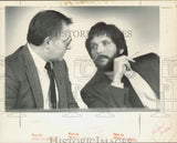 1985 Press Photo Two Men in Conversation at School Board Meeting in Anchorage Model