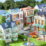 DIY Dollhouse Building Model Kit LED Lighting Wooden Villa House Model Gift Toy Model