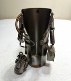 Metal Welder Figurine Sculpture, Metallic Finish wine bottle display Model