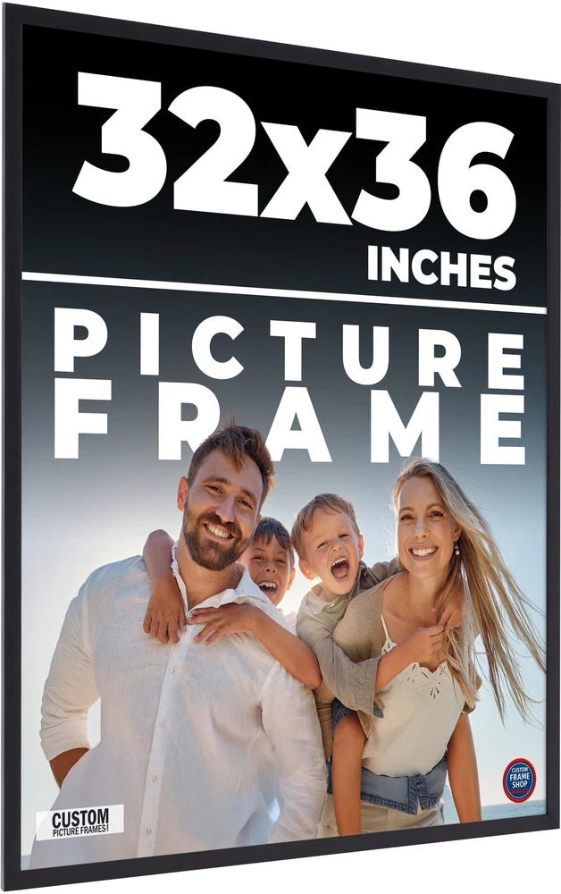 32x36 Frame Black Real Wood Picture Frame Width 0.75 inches | Interior Frame Dep Model