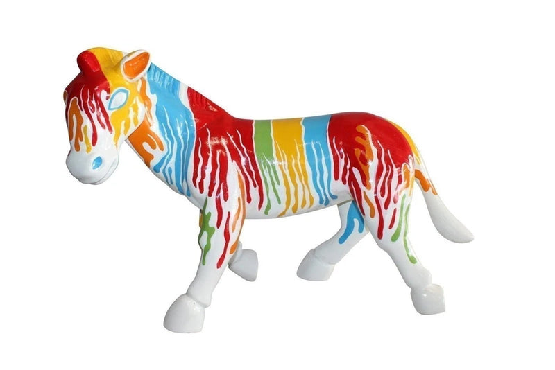 A Burst of Color Dripping Paint Fiberglass Donkey Statue 33" x 11" x 21"H Model