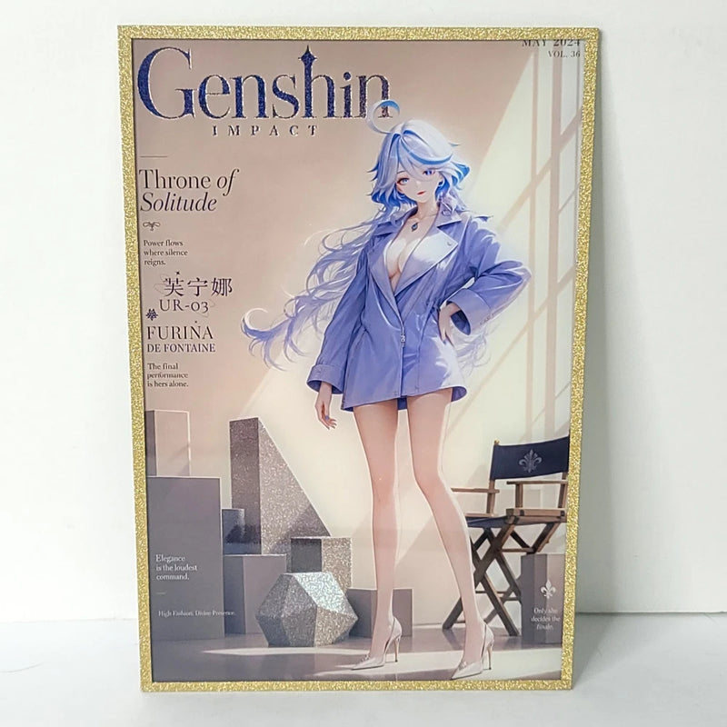 Furina Elegance Gold Waifu Card Anime Girl Wall Art Oversized Board A5 Model