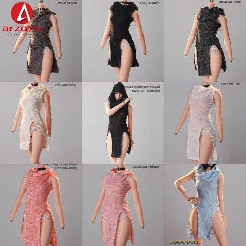 1:6 JO25X-04 Wasteland Style Hooded Split Dress Model Fit 12'' Female Figures Model