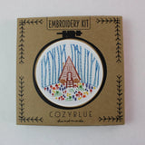 Cozy Blue DIY Hand Embroidery Kit House Scene New Model