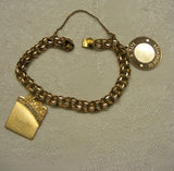 Vintage 12 GF Chain Link Bracelet With 2 12K GF Charms Dorothy  1946 19 Grams Charms