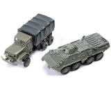 2Pcs Us M35 Armored Vehicle + Soviet Btr80 Truck Military Assembly Model 1/72 Model