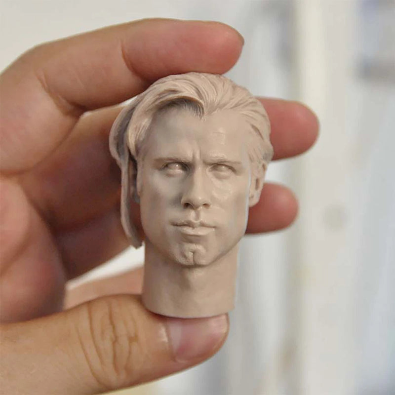 1/6 Scale Unpainted John Travolta Head Carving Sculpt Model Toys Model