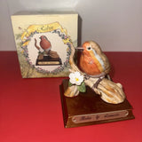 The Leonardo Collection Fine Porcelain Robin Bird Figurine w/ Display Stand Model