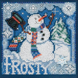 DIY Mill Hill Frosty Snowman Winter Snow Button Bead Cross Stitch Picture Kit Model