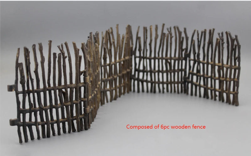 10Pcs 1/6 Scale Wooden Fence Model For 12'' Action Figure Scene 9.5*11cm Model