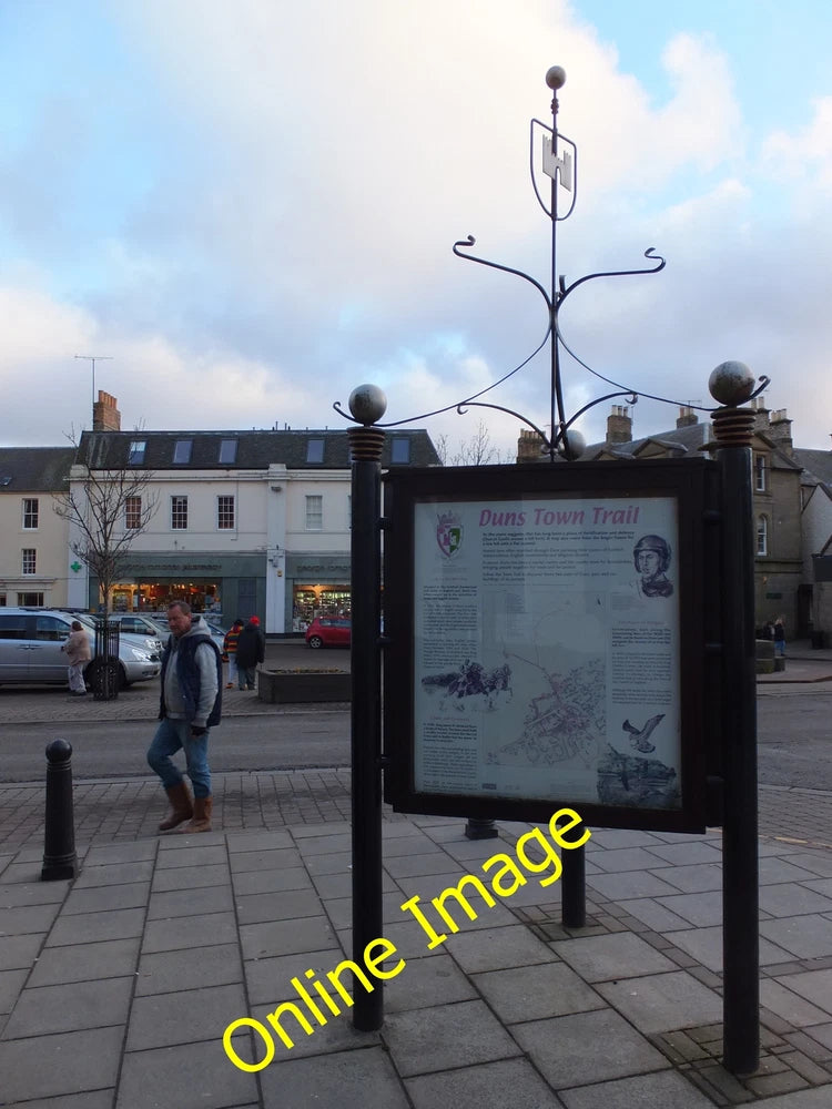 Photo 6x4 Duns Town Trail Information board for Duns Town Trail, telling  c2013 Model