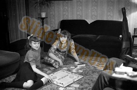 Vtg 120 B&W Negative Monopoly Board Game Family Living Room Sofa 1950s N-2018 Model