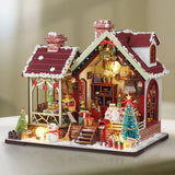 DIY Christmas House 3D Wooden Puzzle Toy for Adult Xmas Gift Miniature Dollhouse Model