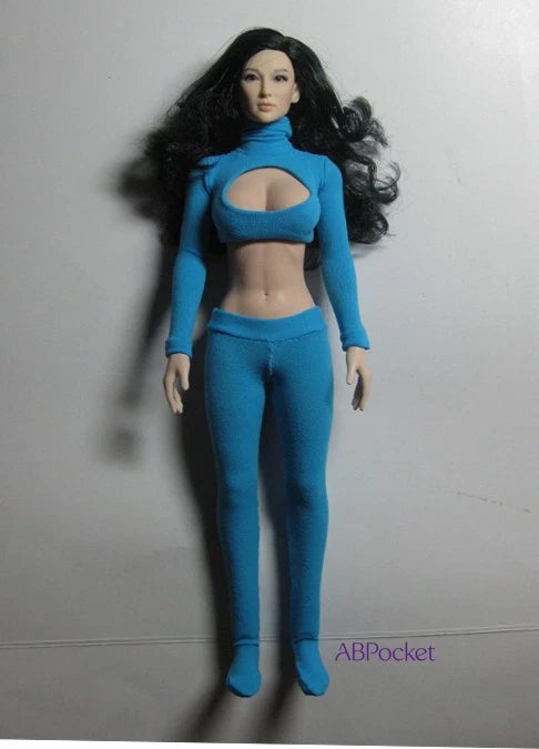 1Set Female Blue Stretch Clothes Model 1/6 Fit for 12" Unique Action Figure Model