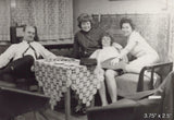Man Women Friends Scrabble Board Game Living Room Lace Tablecloth VINTAGE PHOTO Model