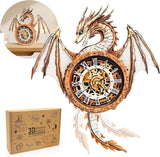 3D Puzzle for Adults Clock-Dragon Design Model Kit-Mechanical DIY Pendulum Clock Model