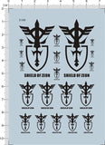 Water Slide Decals Multi-Scales SHIELD OF ZEON GDM Markings Model Kit Black Model