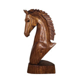 HORSE STATUE COWBOY HORSESHOE WOOD SCULPTURE HANDMADE NATIVE STALLION Model