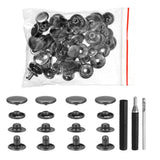 25Set Leather Snap Fasteners Kit 12.5mm Metal Snaps with 3 Setter Tool Gun-Black Model