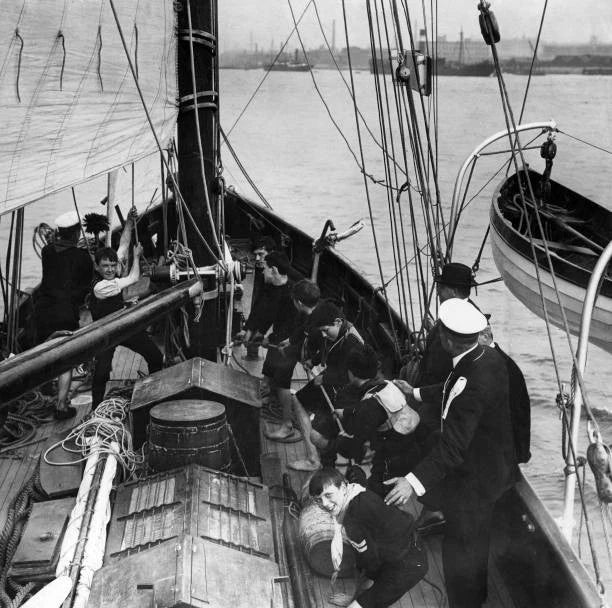 Sea Scouts hard at work on board the vessel given to them 1912 Old Photo Model