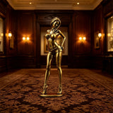 Solid Brass Female Figure Ornament Fashion Model Sculpture Desktop Copper Craft Model
