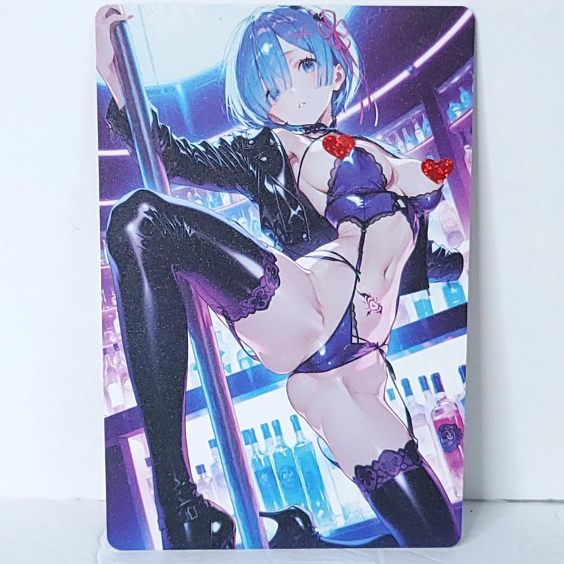 Rem Waifu Card Anime Girl At The Club Wall Art Oversized Board A5 Model