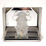 Vintage Glass Bear Mouse With Golden Accents Figurine In Mirrored Display Stand Model