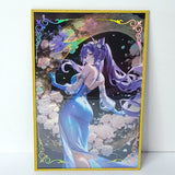 Keqing Floral Roses Gold Waifu Card Anime Girl Wall Art Oversized Board A5 Model