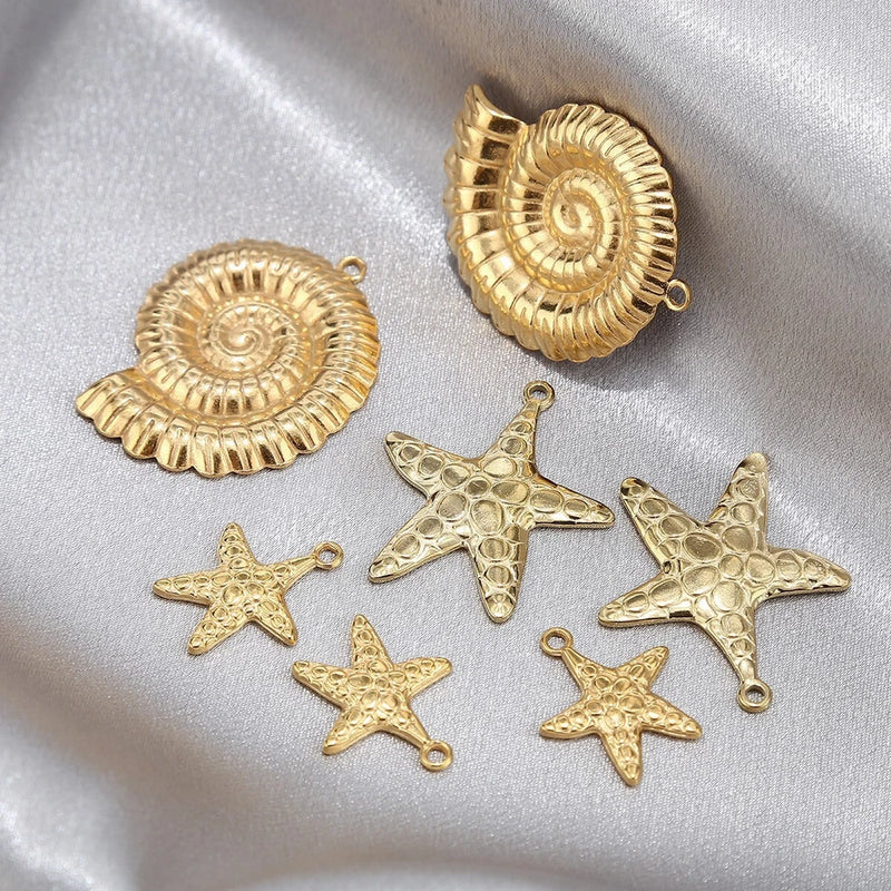 10pcs stainless steel 18k gold ocean star charm pendants Charms
