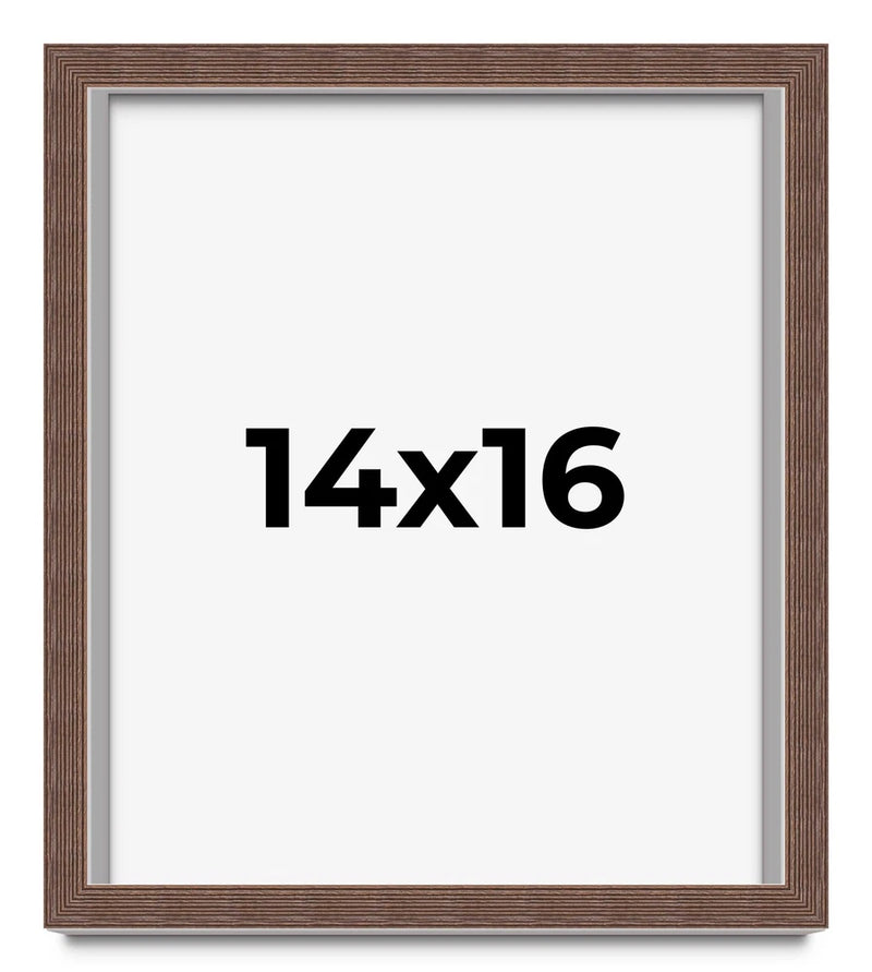 14x16 Shadow Box Frame Brown | 1.125 inches Deep Real Wood Rustic Shadowbox Disp Model