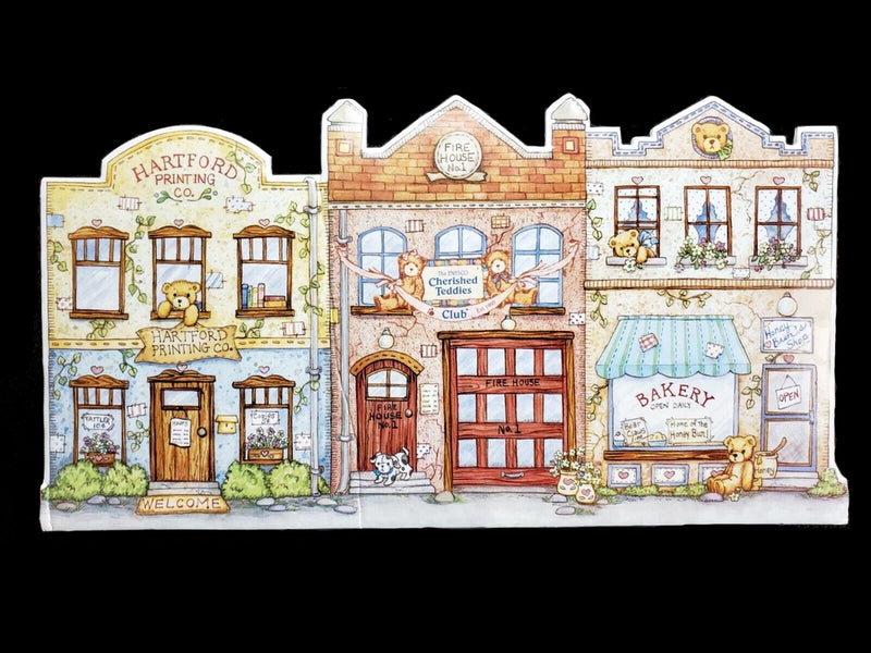Cherished Teddies CRT122 Town Backdrop Display Foamboard Stand-Up Never Used Model