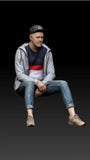 1/18 Diorama Sitting Cap Jeans Man Scene Miniatures Figure Model For Car Toy Model