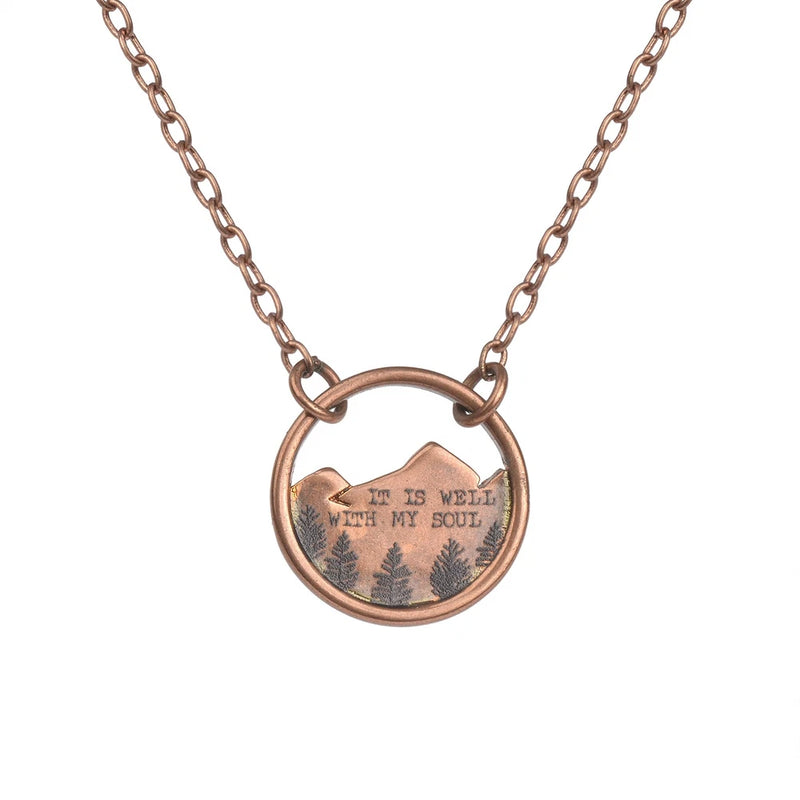 Mountain Necklace for Women Mountain Range Necklace Forest Tree Mountain Pendant Charms