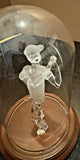 Vintage Golfer Figurine Under Glass Dome Wood Base Golf Collectible 8" Display Model
