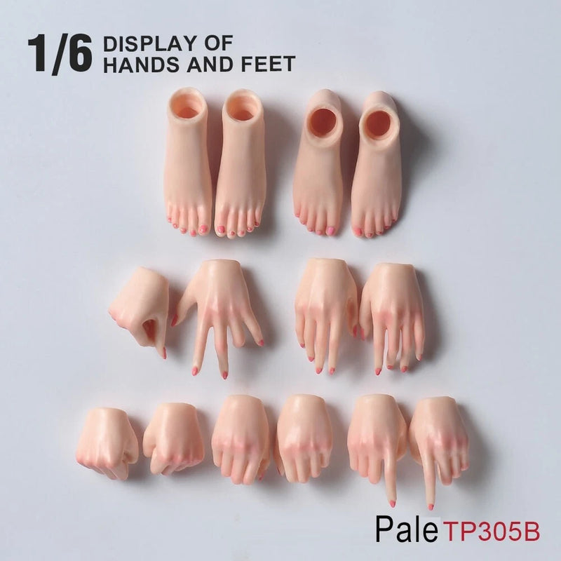 US 7Pair Makeup 1:6 Female Soldier Pale Hands&Foot For 12''Figure TBL Body Model Model