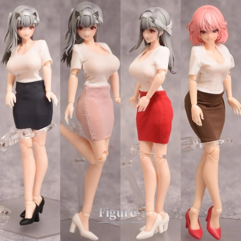 1/12 Scale Mock Two-Piece Dress Top Skirt Set Model For 6"  Female Action Figure Model