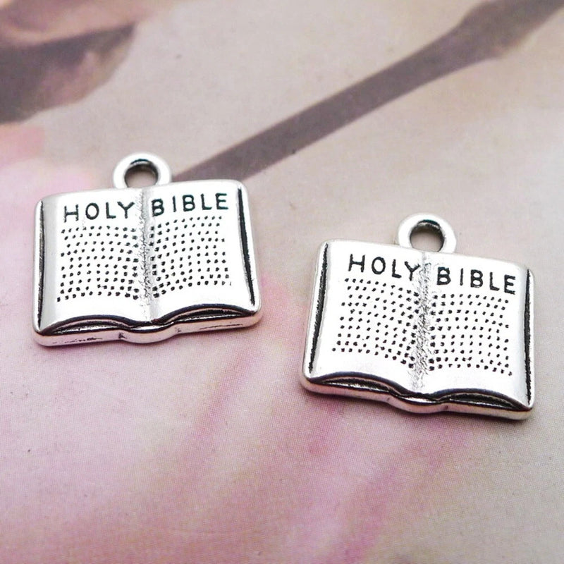 BULK 150Pcs Holy Bible Charms DIY Jewelry Making Pendant Antique Silver Charms