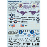 Boeing-Vertol 107 Part 3 Decals 1:72 PS 72-154 for Helicopter Plastic model kit Model