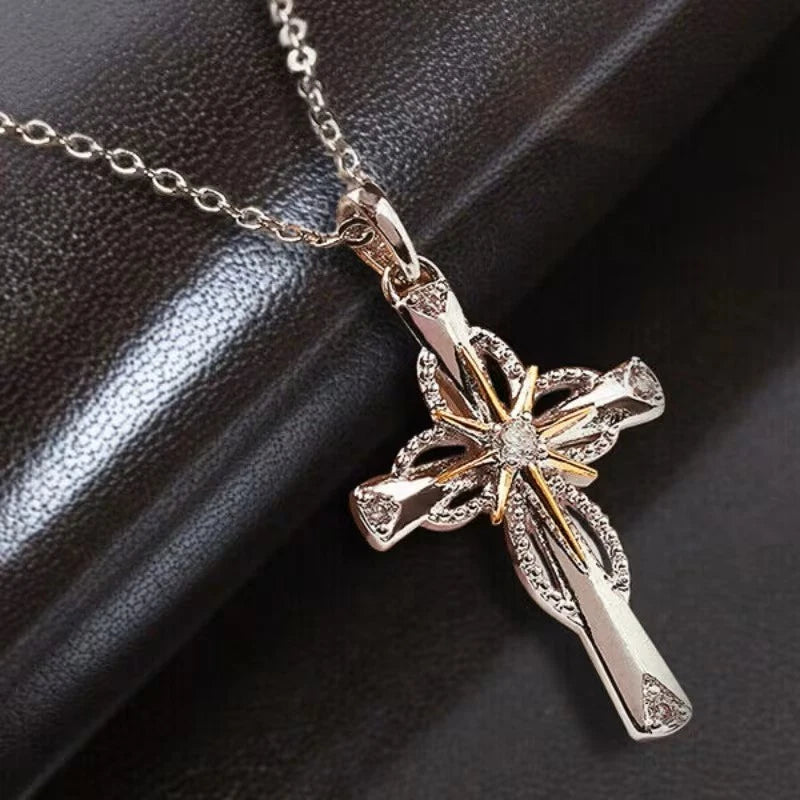 Elegant Cross Pendant Necklace Christian Faith Jesus Religious Charm Women Gift Charms