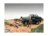 "4X4 Mechanics" 2 Piece Diecast Figure Set 1 for 1/43 Scale Models by American D Model