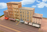 Z Scale Buildings - Downtown apartments with shops  Cardstock kit set CZ016 Model