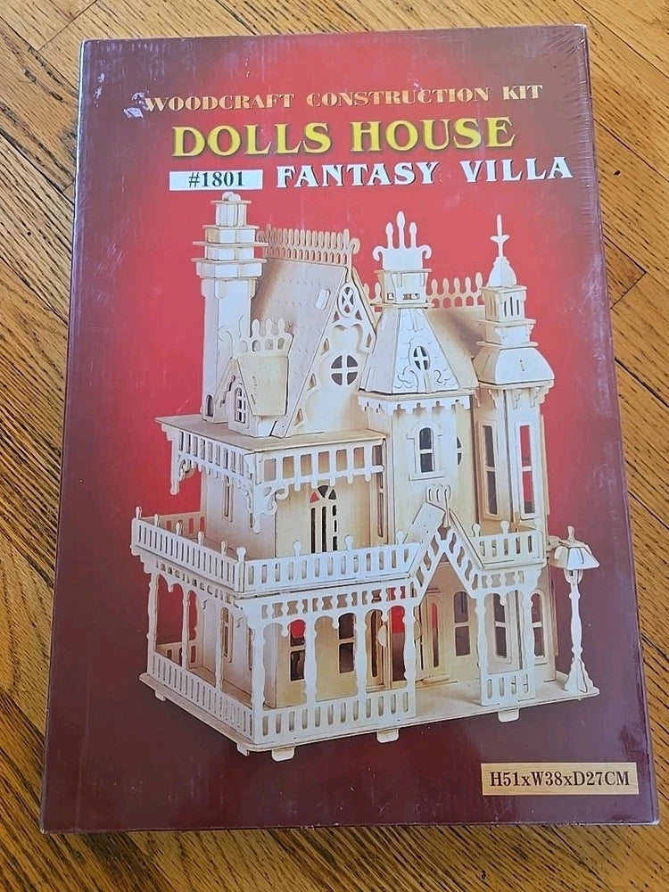 Woodcraft Construction Kit Dolls House 1801 Fantasy Villa Mansion Pre-Cut DH-004 Model
