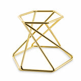Hexagon Gold Tone Metal Chicken and Goose Egg Stand Holder Display Model