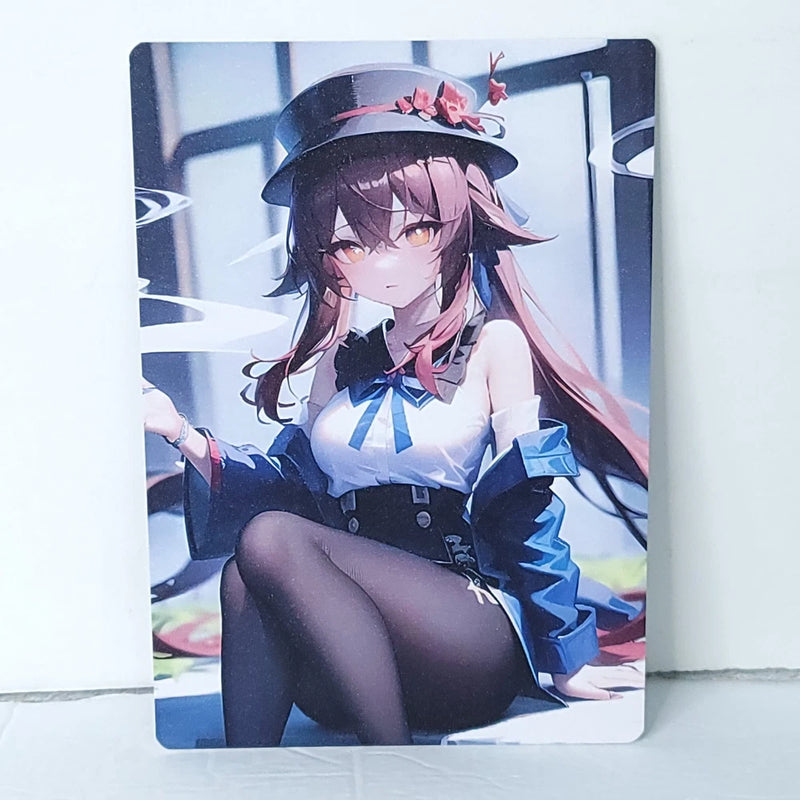 Hu Tao Double Sided Waifu Card Anime Girl Wall Art Oversized Board A5 Model
