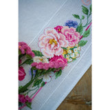 Vervaco counted cross stitch kit tablechloth "Klassische Blumen und Schmetterlin Model