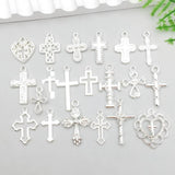 BULK 100Pcs Cross Charms DIY Jewelry Making Pendants Bright Silver Charms