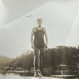 Vintage Snapshot Photo Diving Board Early Bathing Suit Gay Interest - C1 Model
