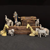 Wooden Noah's Ark Display with Ceramic Animals And Original Box Model