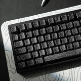 Black Topographic Keycaps, Double Shot PBT, Shine Through, Side Printed, Cherry Model
