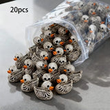 20PCS Gothic Skull Duck Resin Figurines Mini Halloween Decor Craft Collectibles Model